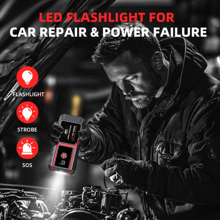 Ultra-Fast Car Battery Jump Starter for 10L Gas and 8L Diesel Engines, 5000A Power Pack